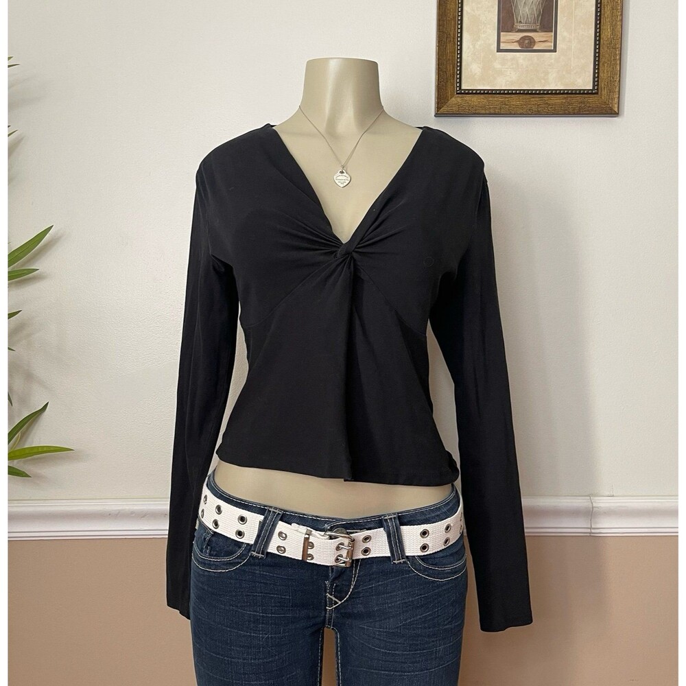 H&M Divided Women's Front Knotted Long Sleeve Blouse Top